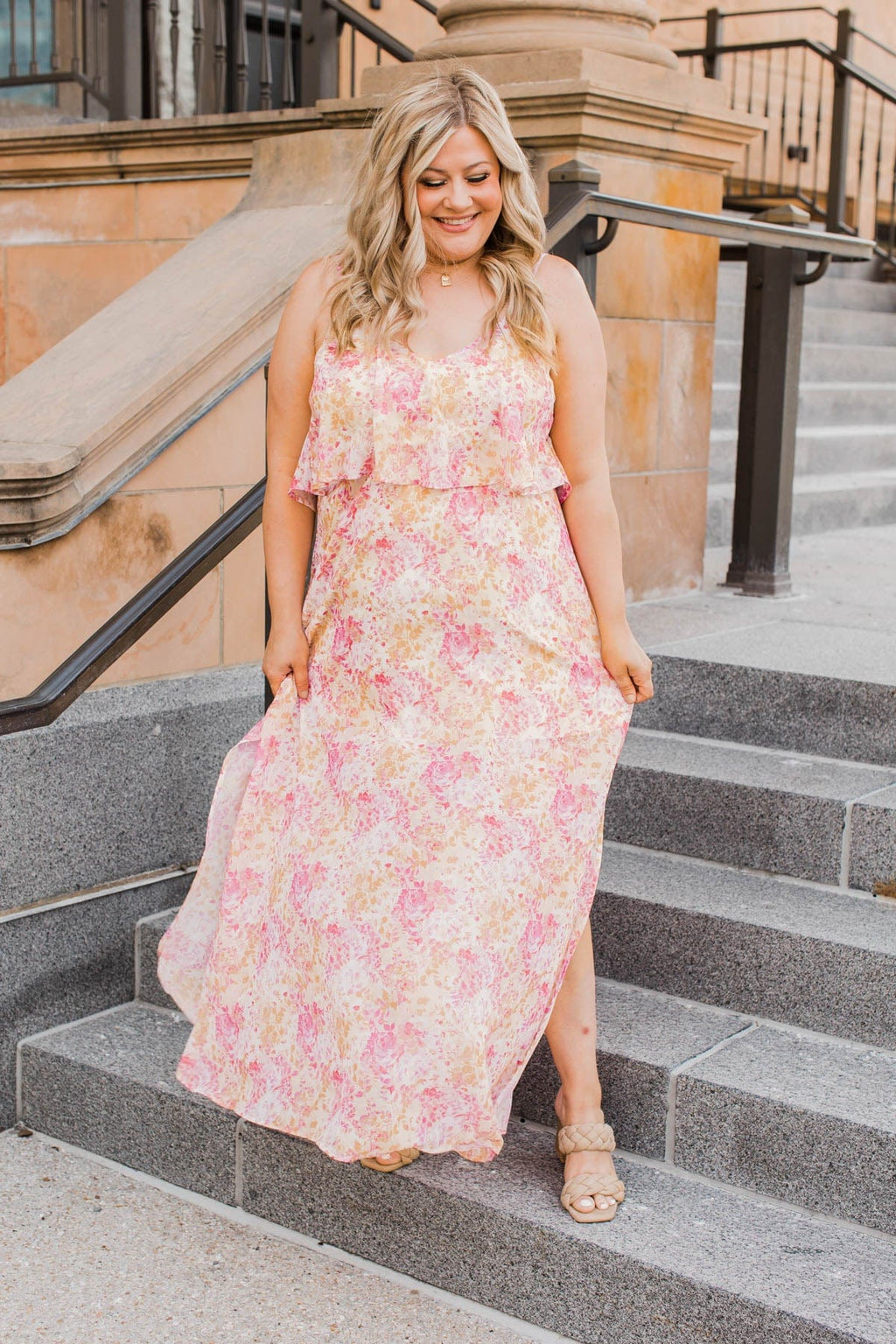 strapless open back dress Beck Orange Floral Print Maxi Dress - US 16 main image 0