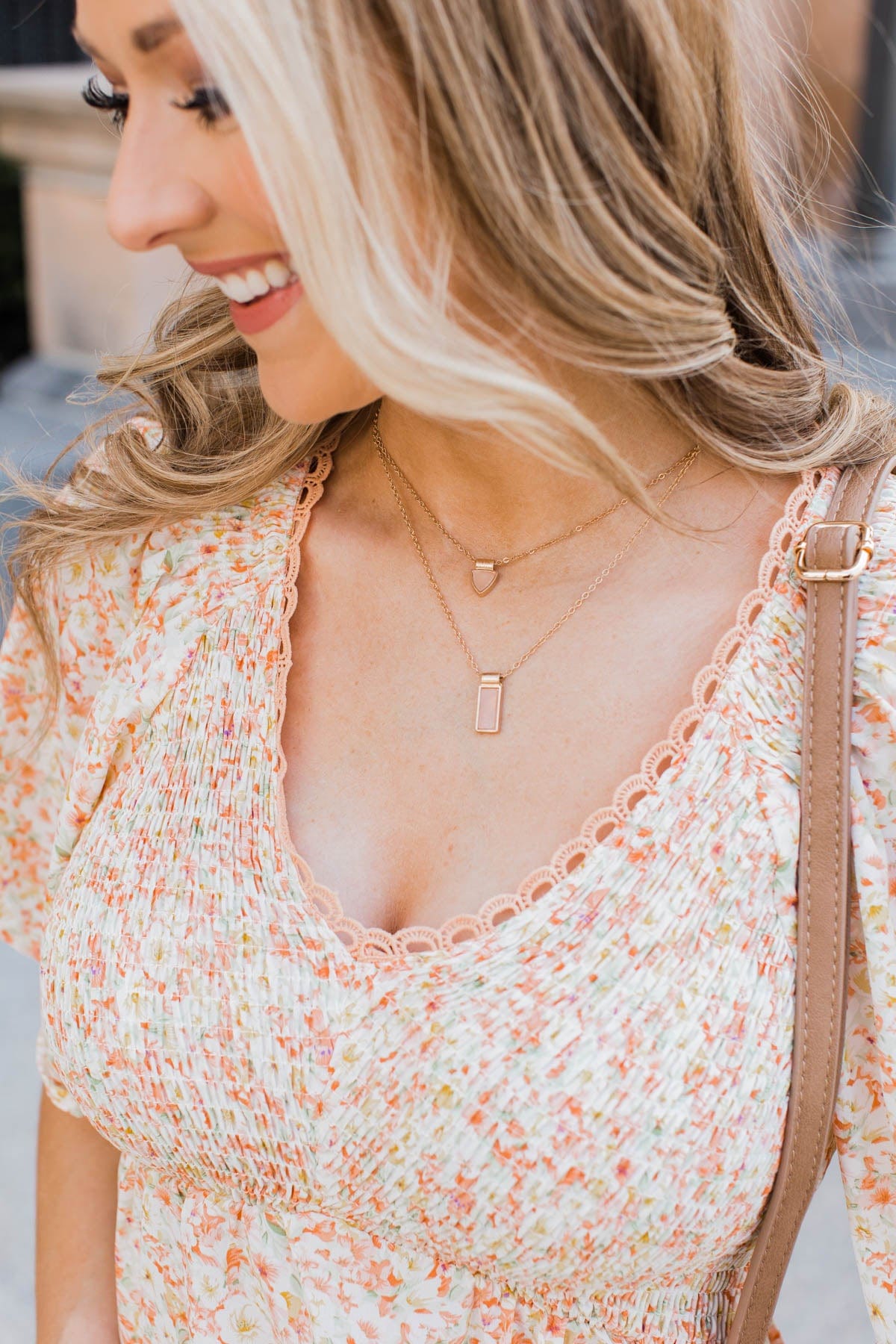 Unmistakable Grace 2 Tiered Necklace- Pink Marble & Gold