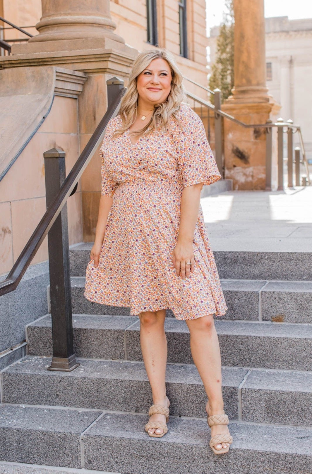 Spring Celebration Floral Dress Peach