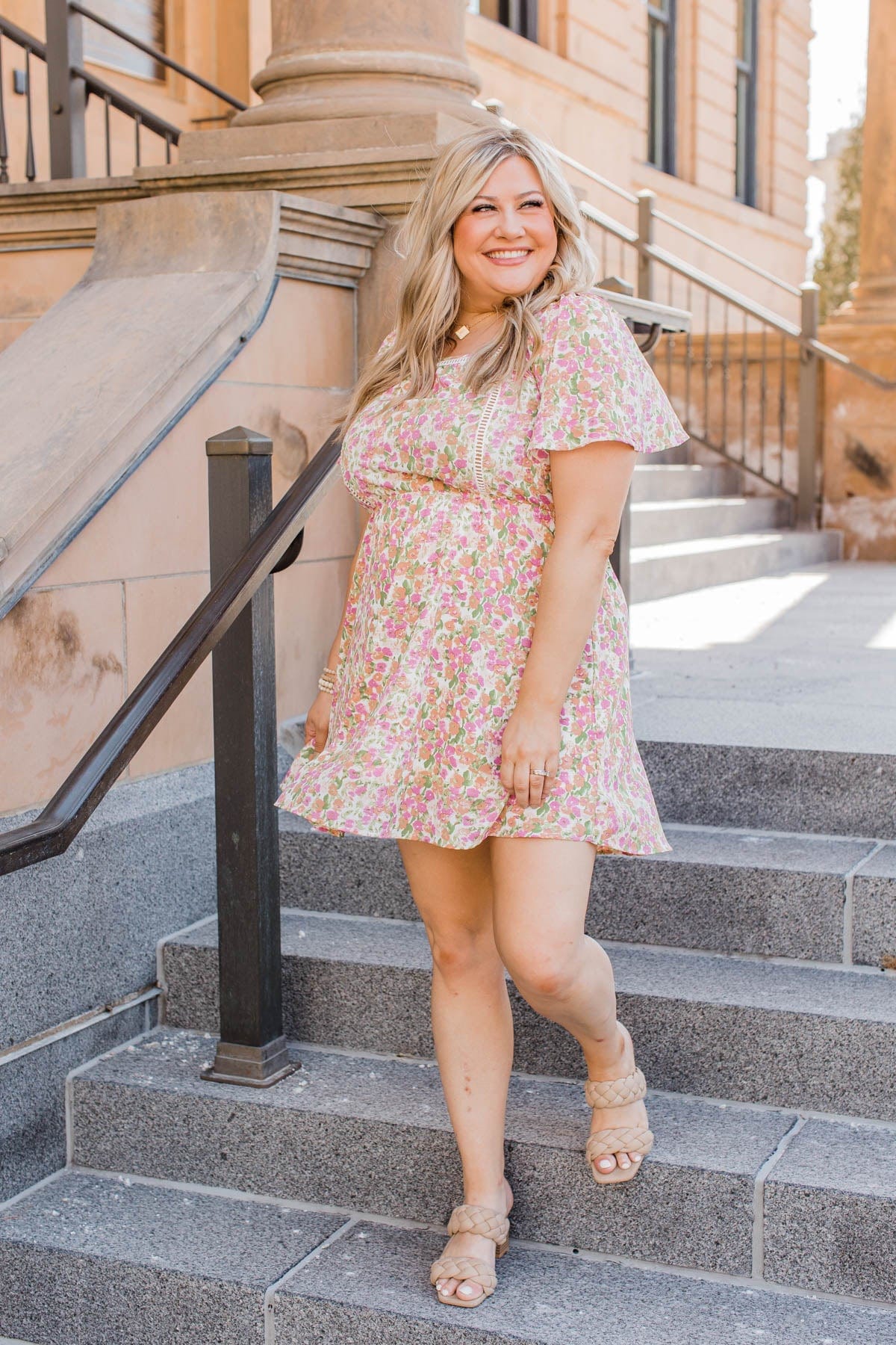 Gentle Morning Breeze Mini Dress- Lilac & Peach