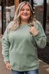 Walk My Way Corduroy Knit Crew Neck- Sage