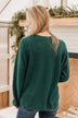 Snuggled In Waffle Knit Top- Hunter Green