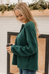 Snuggled In Waffle Knit Top- Hunter Green