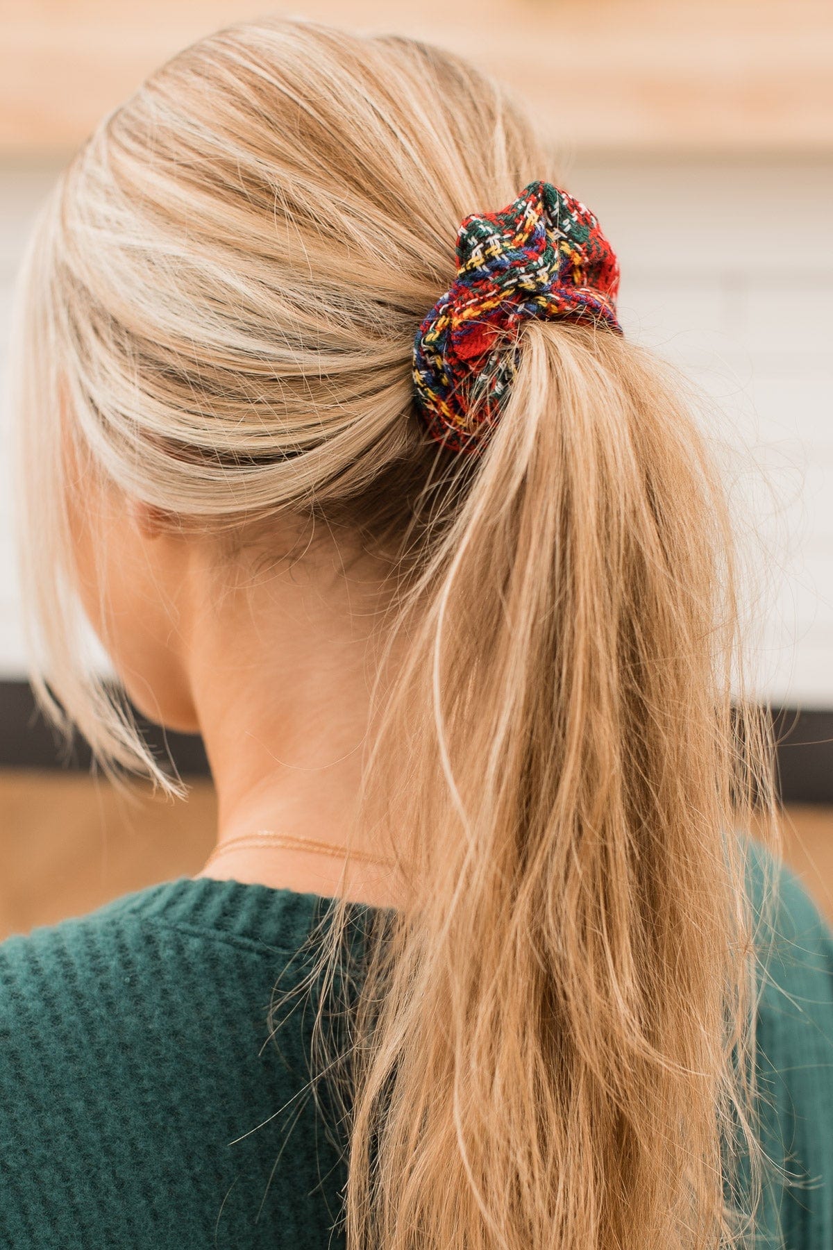 Holiday Cheer Scrunchie- Red Plaid