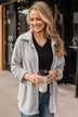 One Step Ahead Knit Button Top- Light Grey