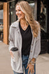One Step Ahead Knit Button Top- Light Grey