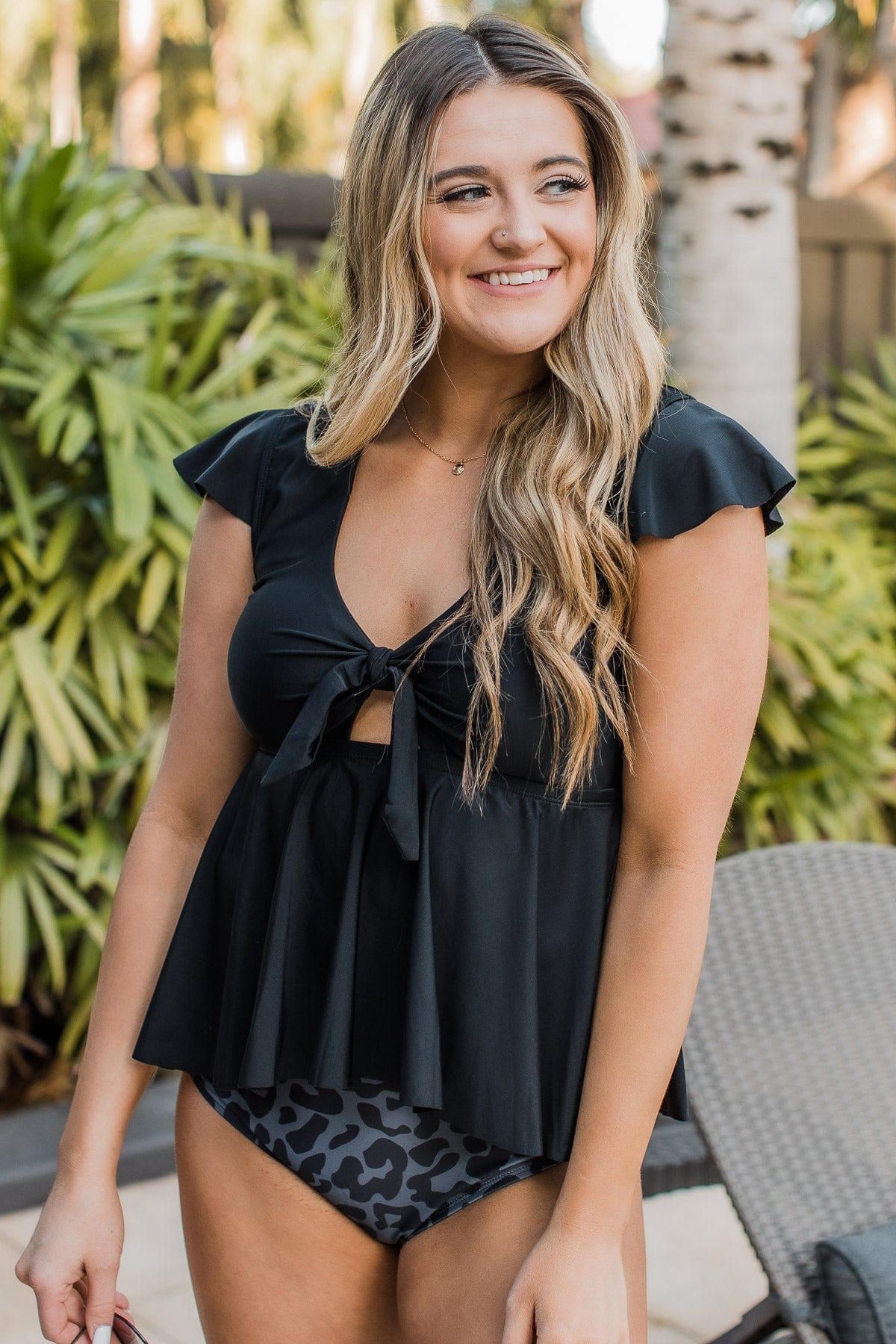 Beachside Beauty Peplum Tankini Top- Black – The Pulse Boutique