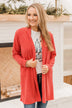 Fireside Talks Knit Cardigan- Red