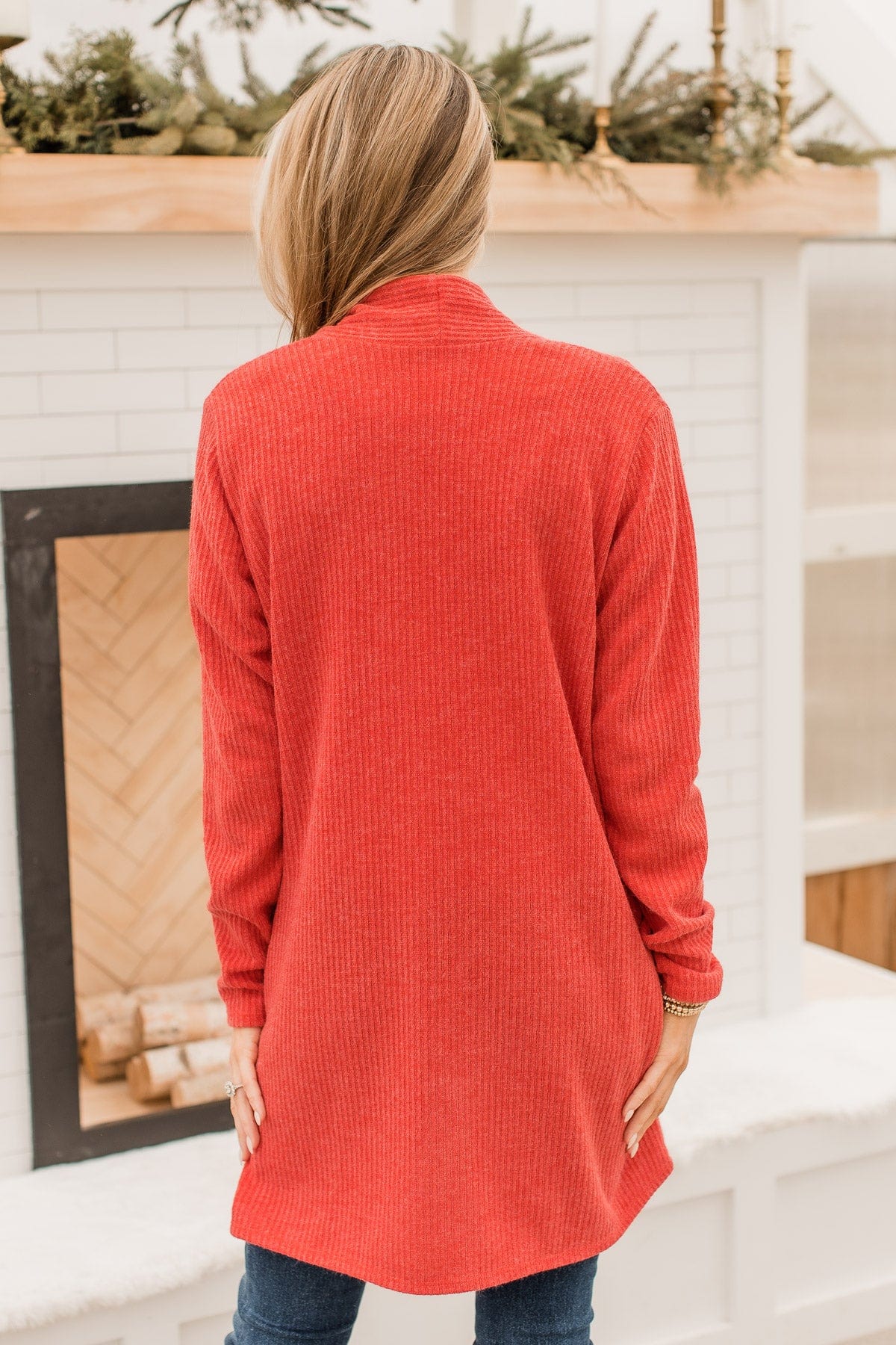 Fireside Talks Knit Cardigan- Red