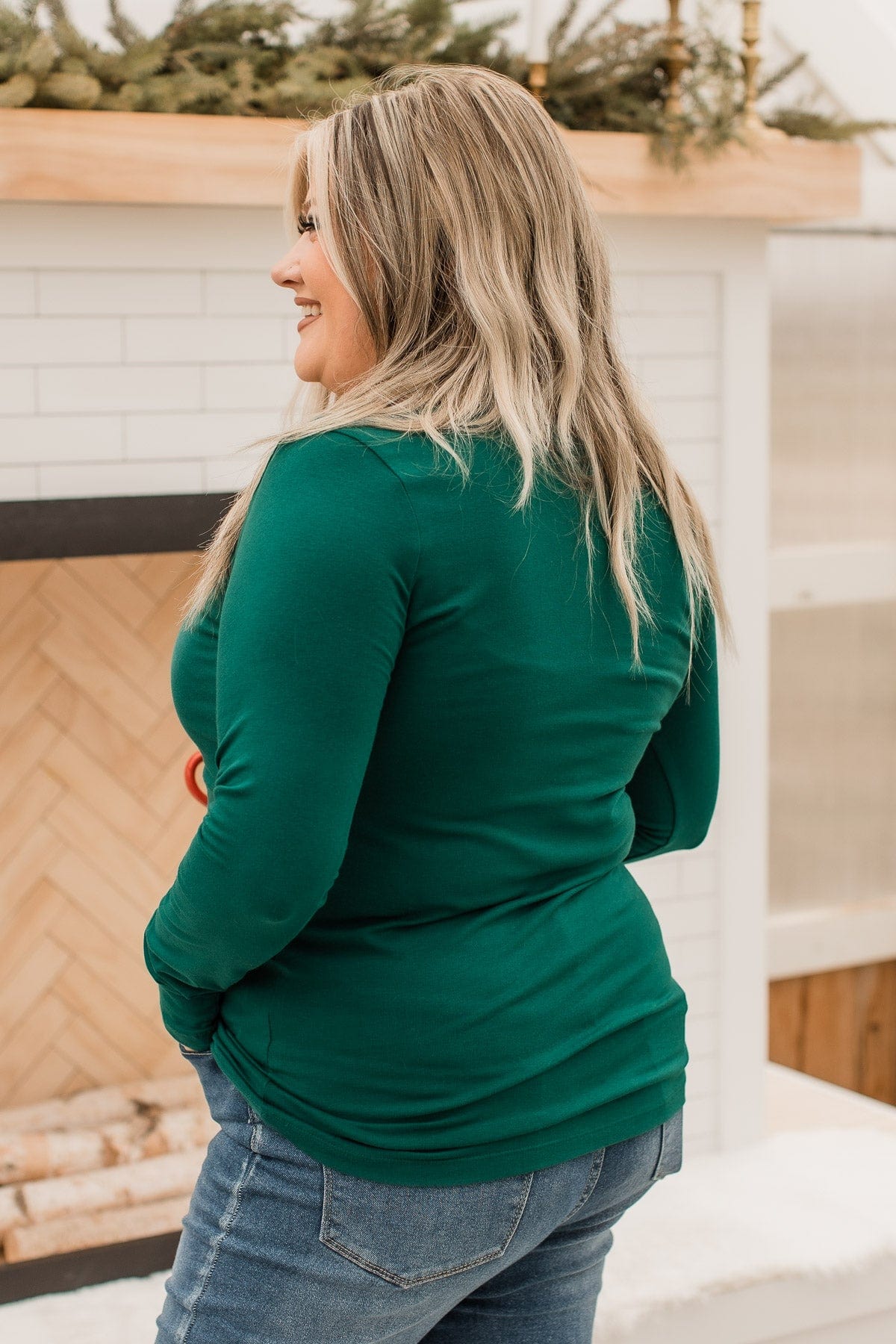 Trust The Timing Long Sleeve Top- Dark Green