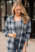 Missing You Plaid Button Top- Navy