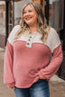 Take Your Chance Button Knit Top- Ivory & Dusty Rose