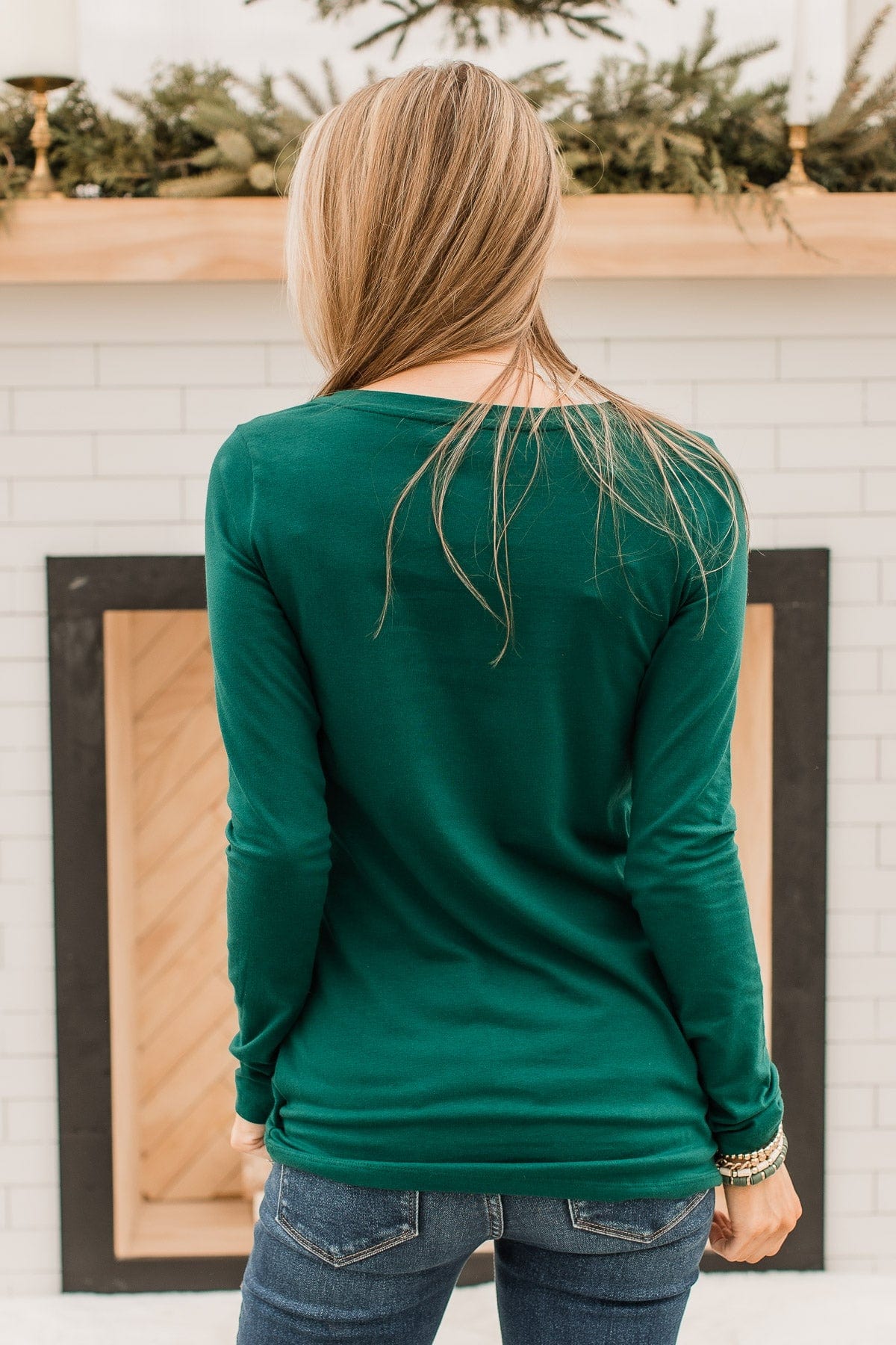 Trust The Timing Long Sleeve Top- Dark Green