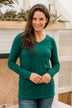 Trust The Timing Long Sleeve Top- Dark Green