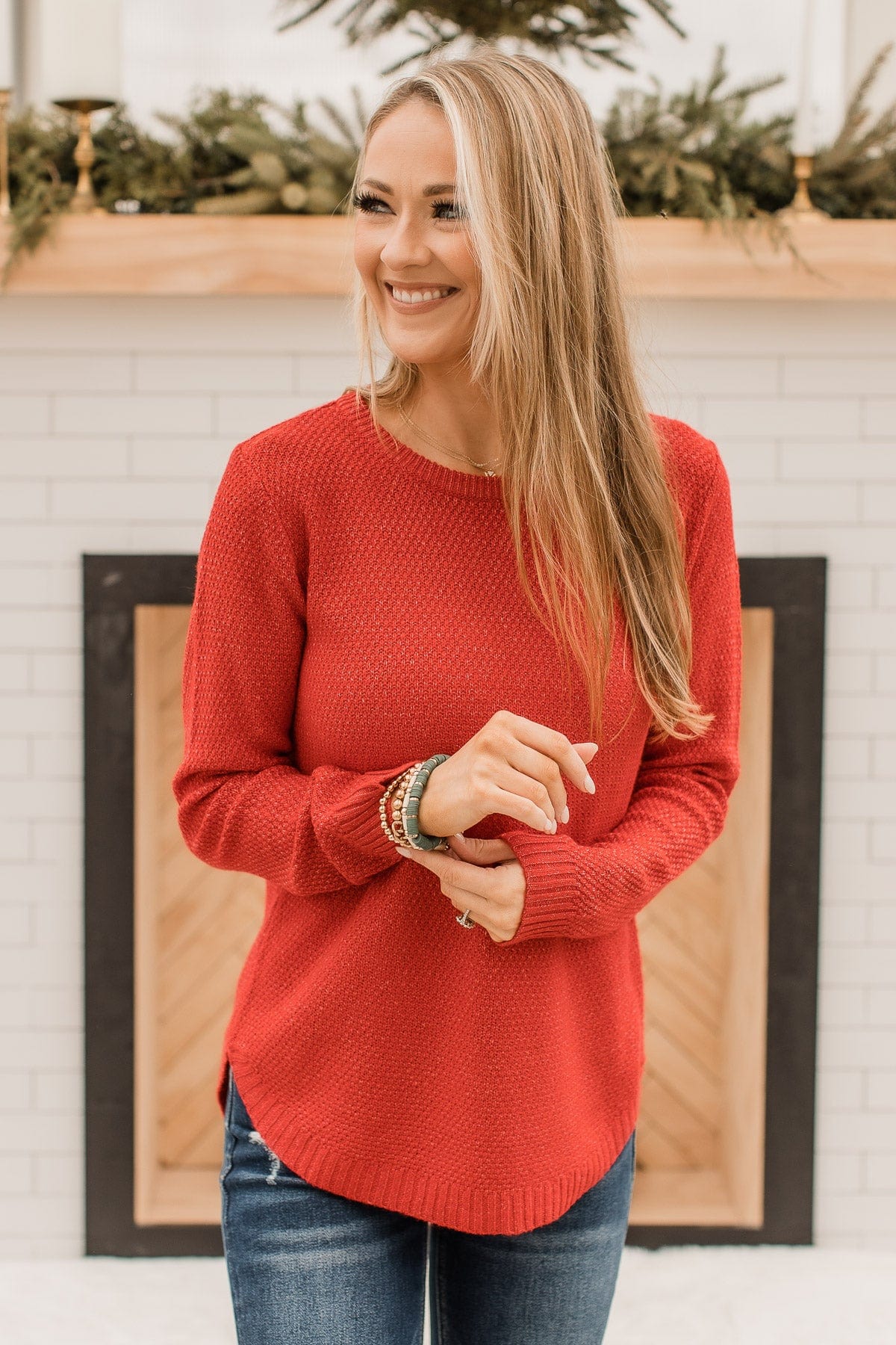 Runway Beauty Knit Sweater- Red