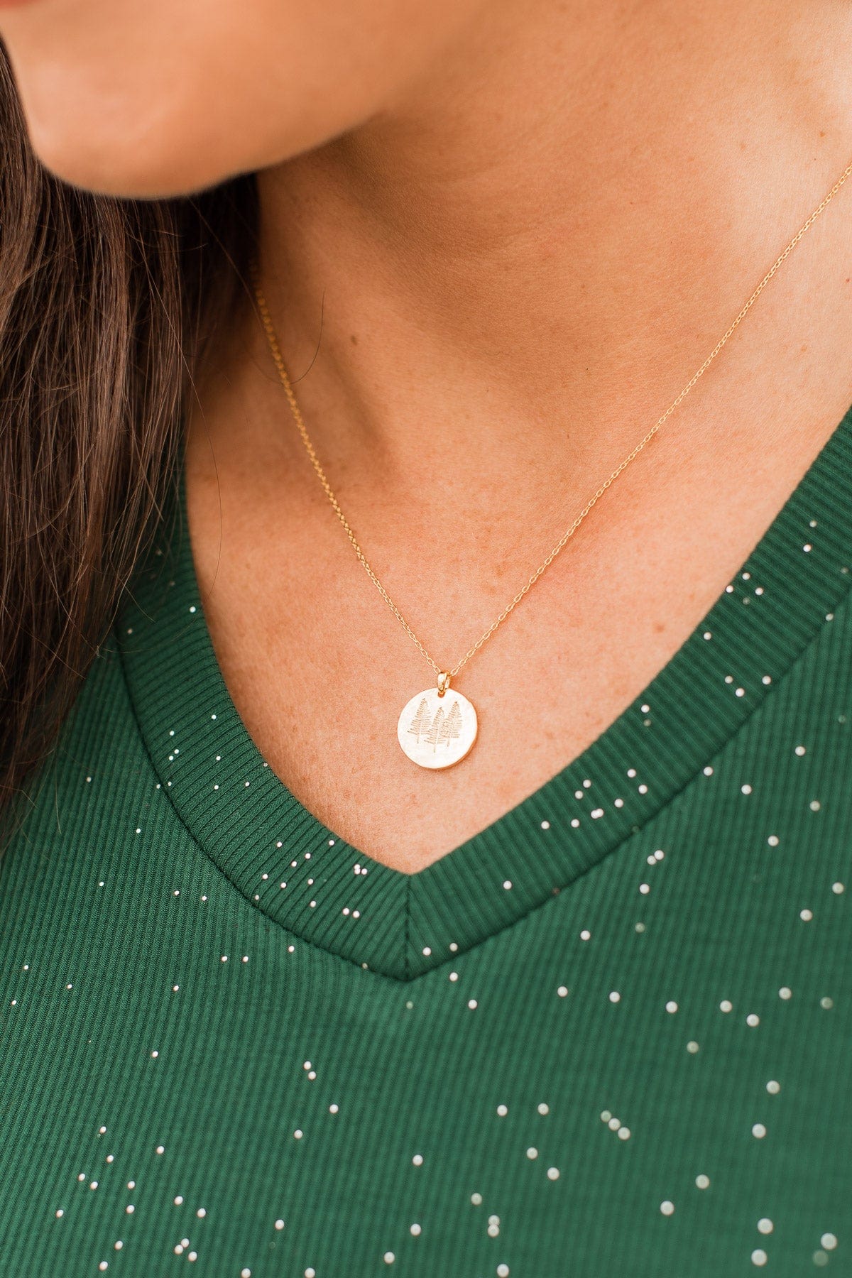Walk Through The Pines Pendant Necklace- Gold