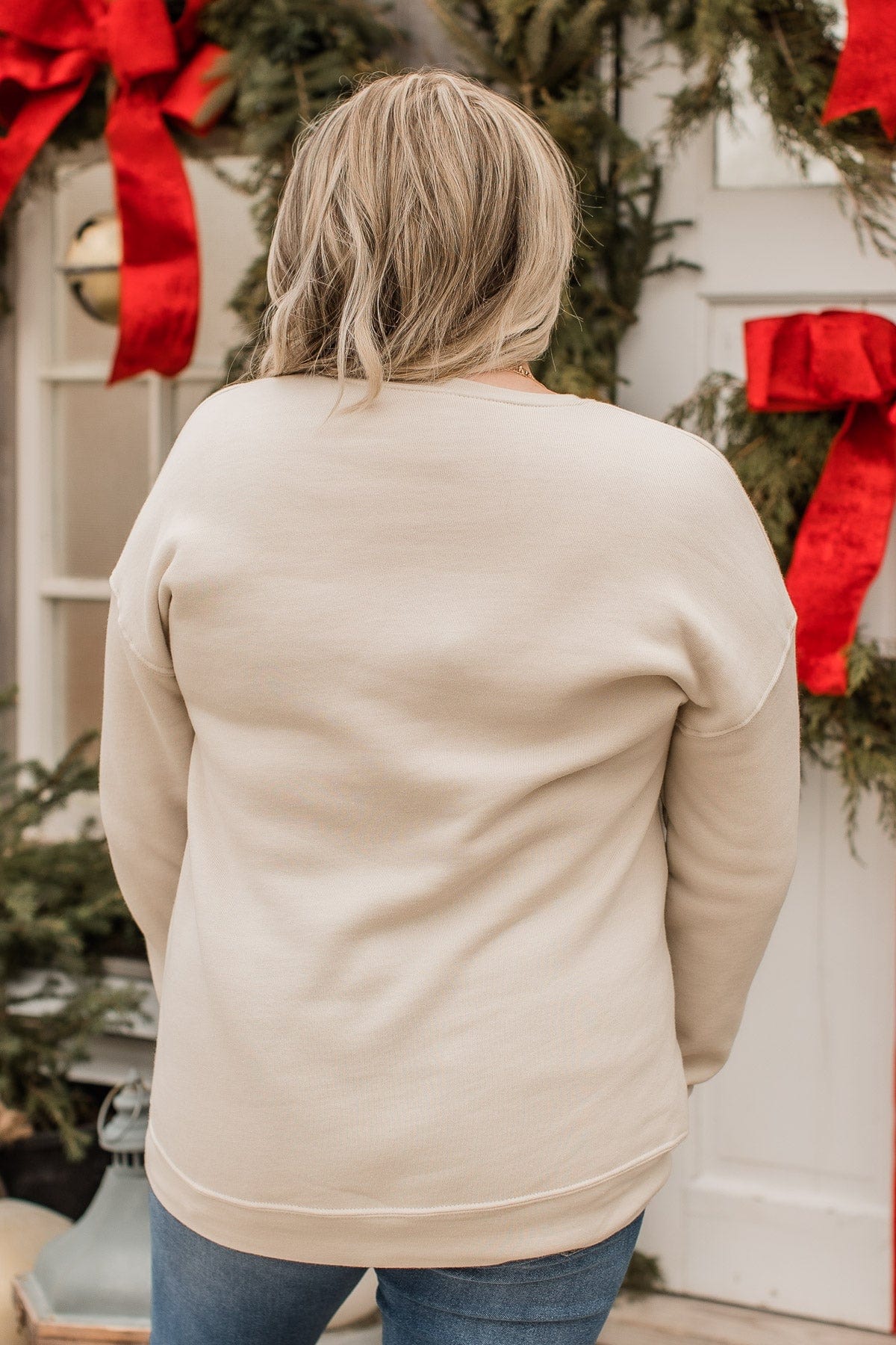 "Tis The Season To Be Jolly" Crew Neck- Beige
