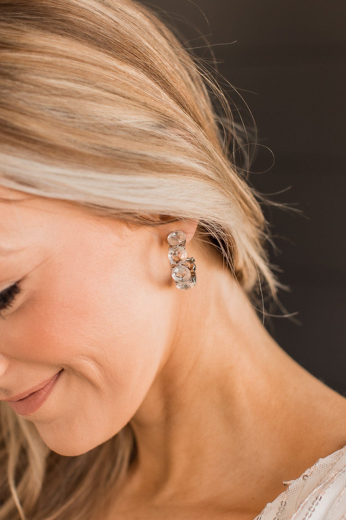 Stay Fabulous C-Hoop Earrings- Silver