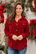 Cause For Applause Knit Button Top- Red