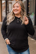 Make It Your Own Button Knit Top- Black