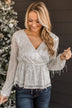 Lovely Evenings Fringed Sequin Blouse- Ivory & Silver
