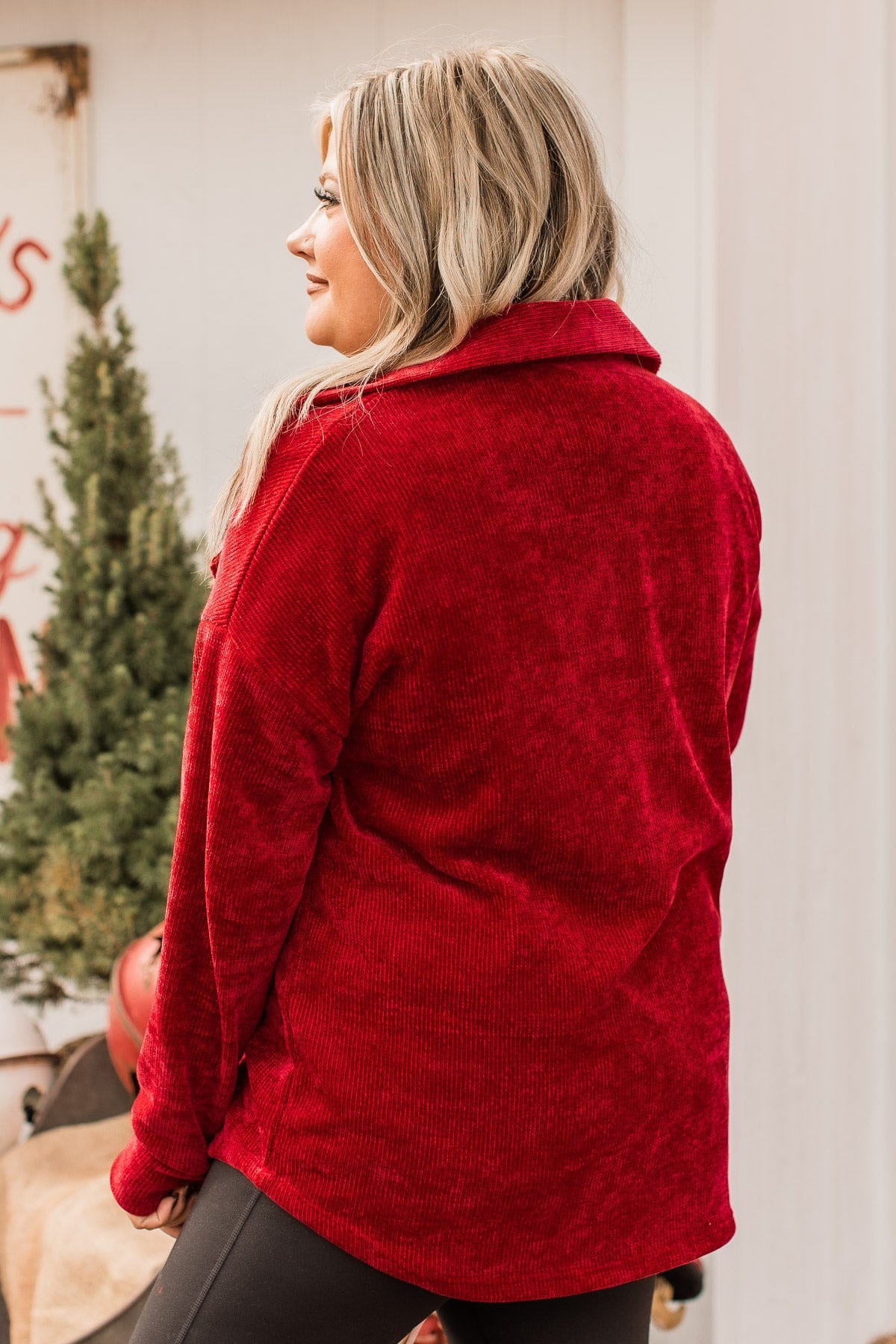 Cause For Applause Knit Button Top- Red