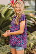 It's A New Day Floral Blouse- Purple, Royal Blue, & Pink