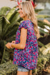 It's A New Day Floral Blouse- Purple, Royal Blue, & Pink