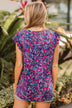 It's A New Day Floral Blouse- Purple, Royal Blue, & Pink