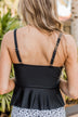 Ocean Breeze Peplum Tankini Swim Top- Black