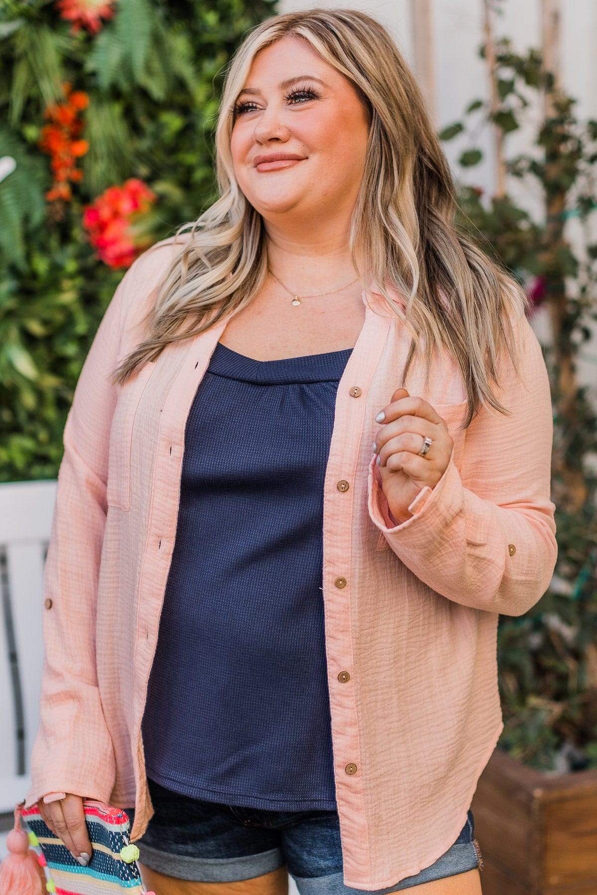 Feeling Your Warmth Button Up Top- Blush