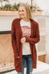 Take Another Look Popcorn Cardigan- Dark Rust