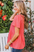 Always Confident Babydoll Button Top- Coral