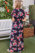 Plant Your Roots Floral Maxi Dress- Navy