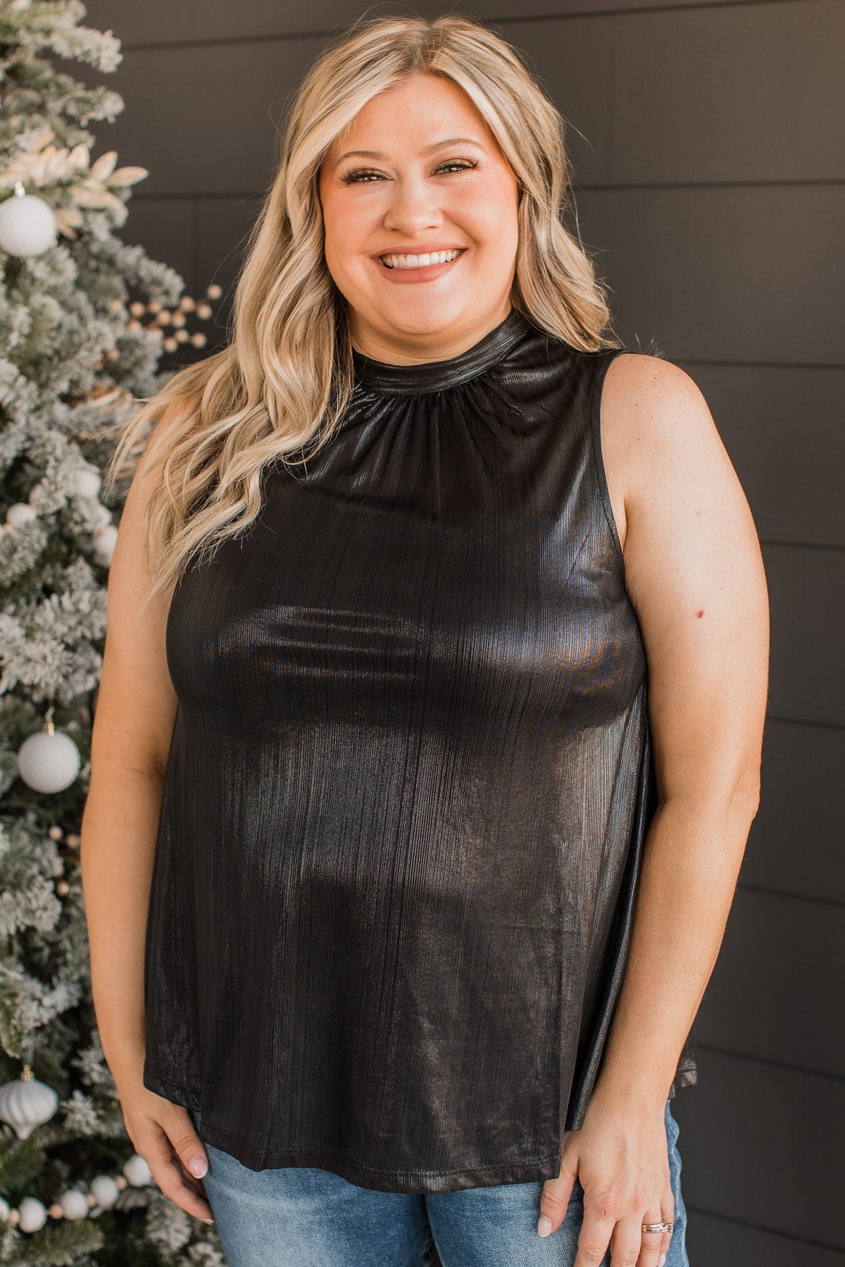 Candid Feelings Sleeveless Blouse- Black
