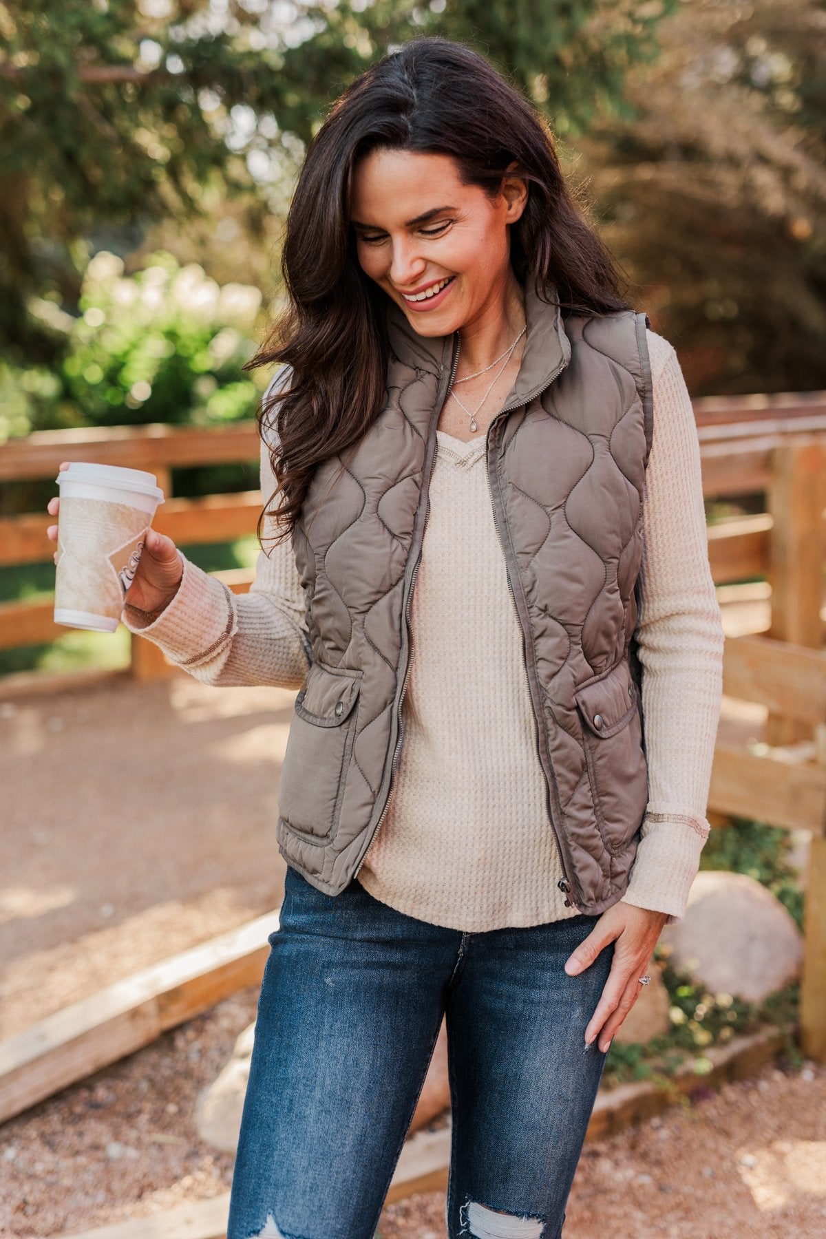 Taupe best sale puffer vest