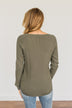 Fall Breeze & Autumn Leaves Waffle Knit Top- Olive