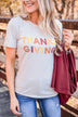 "Thanksgiving" Colorful Print Graphic Tee- Light Taupe