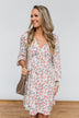 Lean On Me Floral V-Neck Dress- Ivory