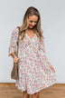 Lean On Me Floral V-Neck Dress- Ivory
