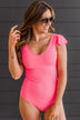 Beachside Bliss Ribbed One-Piece Swimsuit- Neon Pink