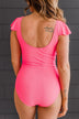 Beachside Bliss Ribbed One-Piece Swimsuit- Neon Pink