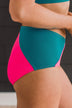 Near To Paradise Swim Bottoms- Neon Pink & Teal