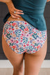 Bask In The Sun Floral Swim Bottoms- Ivory & Teal