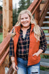 Carrying Your Love Flannel Button Up Top- Navy & Mustard