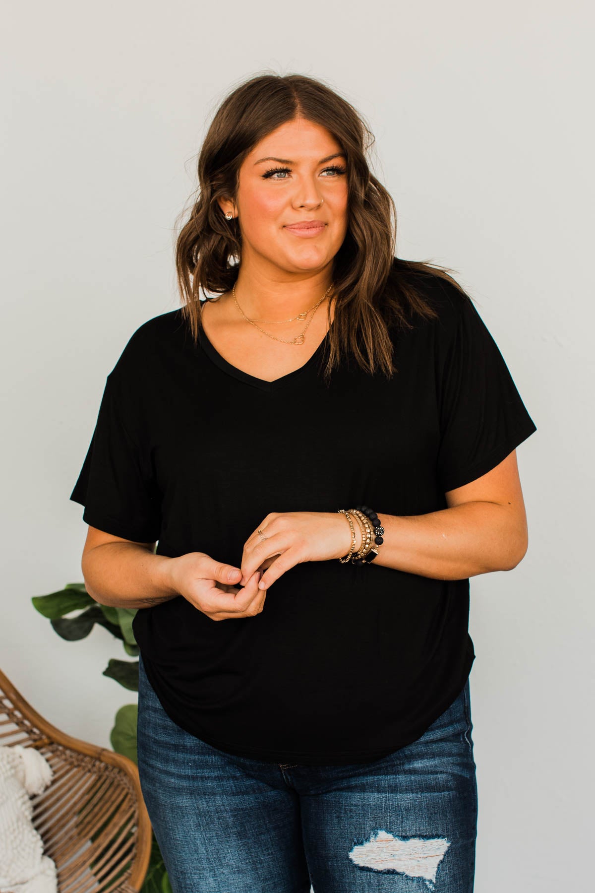 Always Essential V-Neck Top- Black