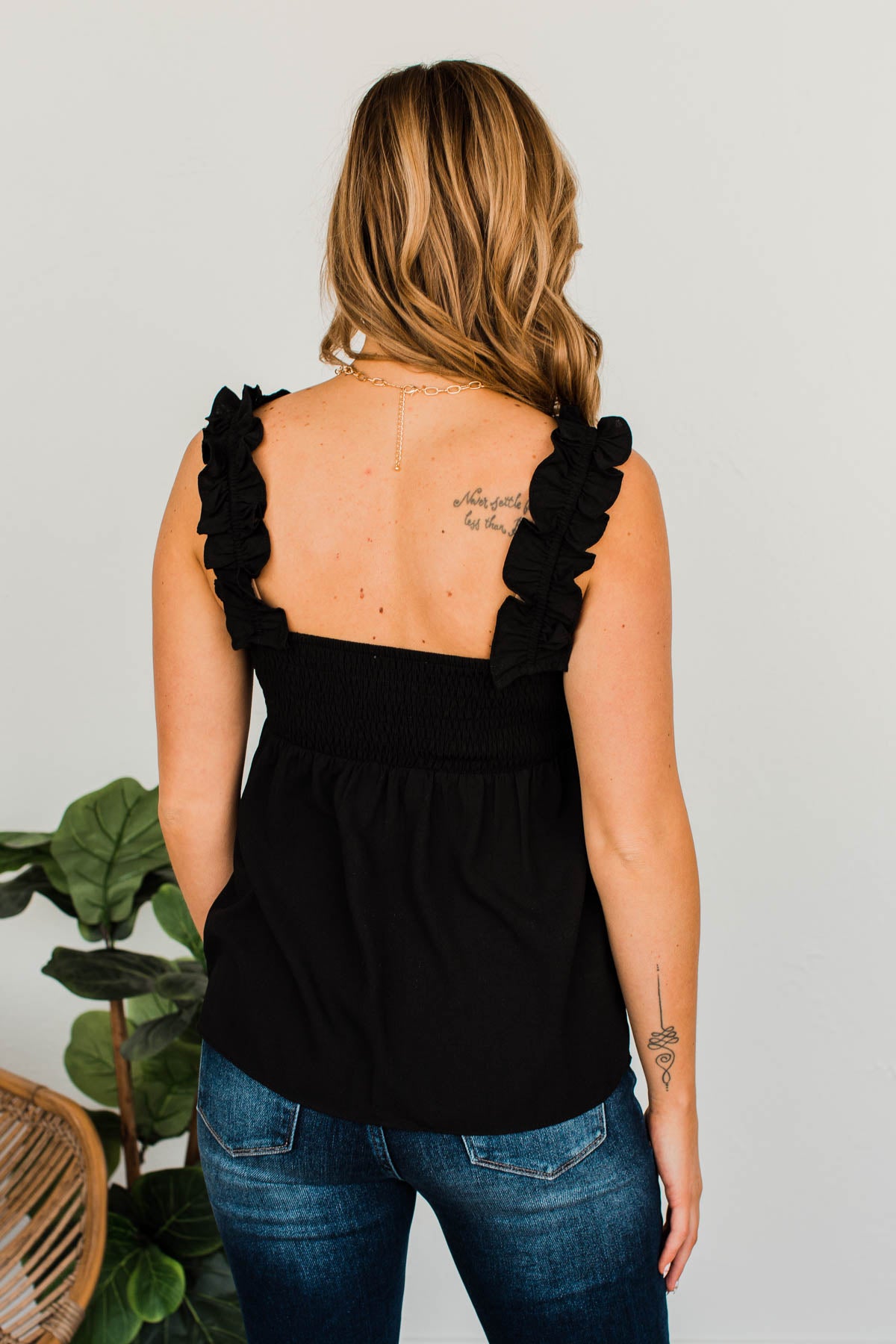 Push Your Buttons Babydoll Tank- Black