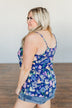 Feeling Positive Floral Lace Tank Top- Cobalt Blue