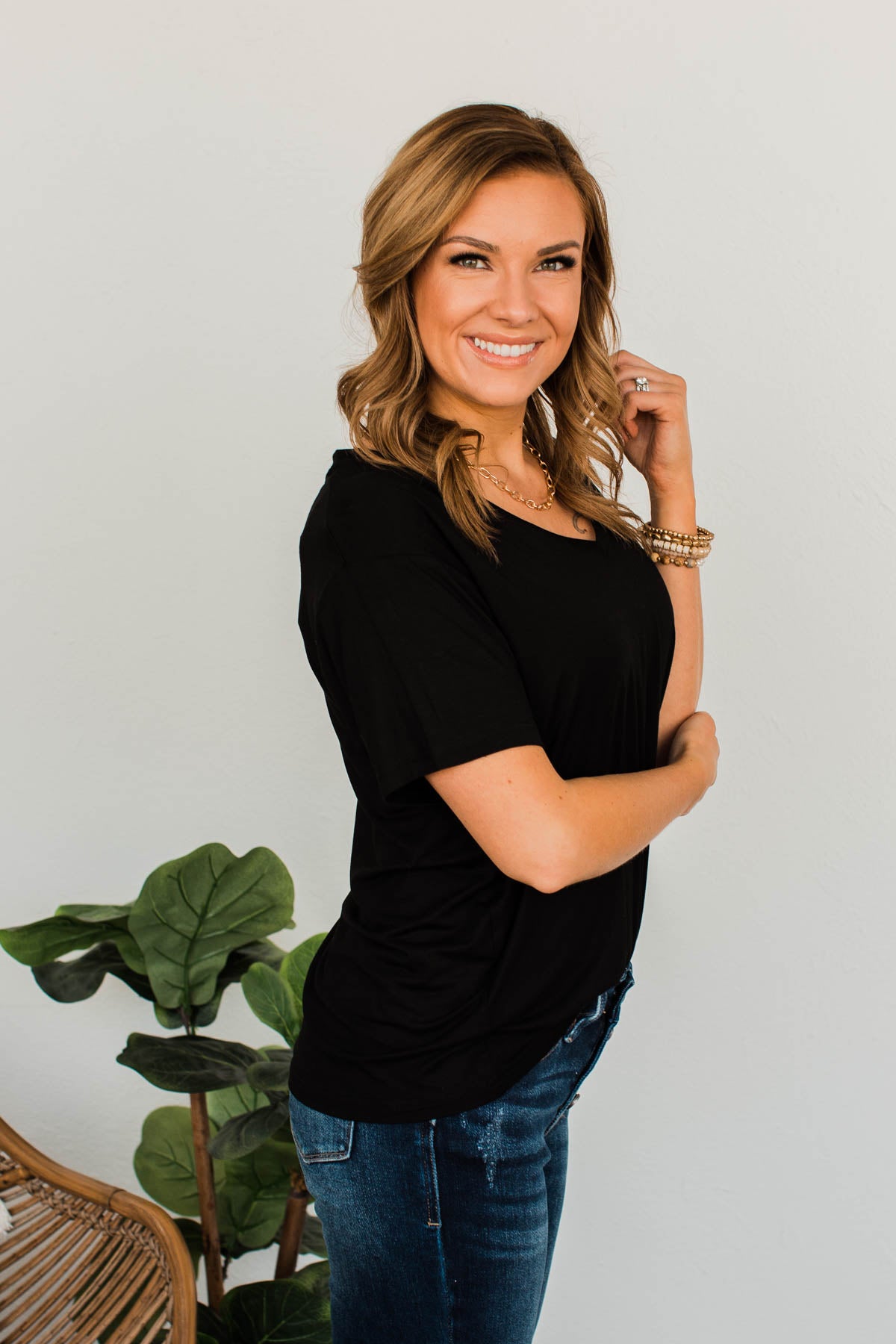 Always Essential V-Neck Top- Black