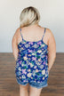 Feeling Positive Floral Lace Tank Top- Cobalt Blue